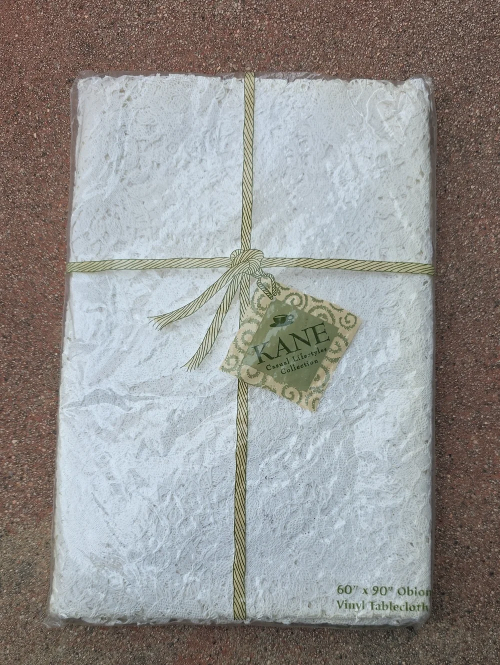 White Lace Vinyl Tablecloth - 60